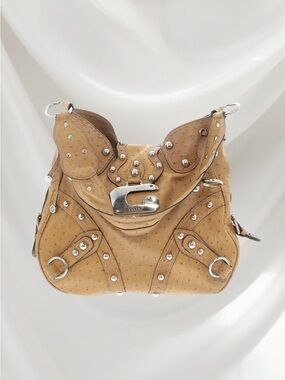 Guess Tan Studded Leather Shoulder Bag